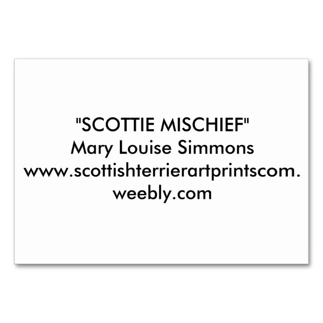 HAPPY SCOTTIE BIRTHDAY TISCHNUMMER (Rückseite)