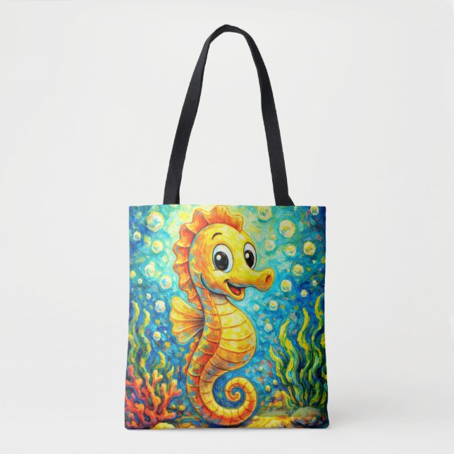 Happy Seahorse Underwater Art - Kids Ocean Tasche (Vorderseite)