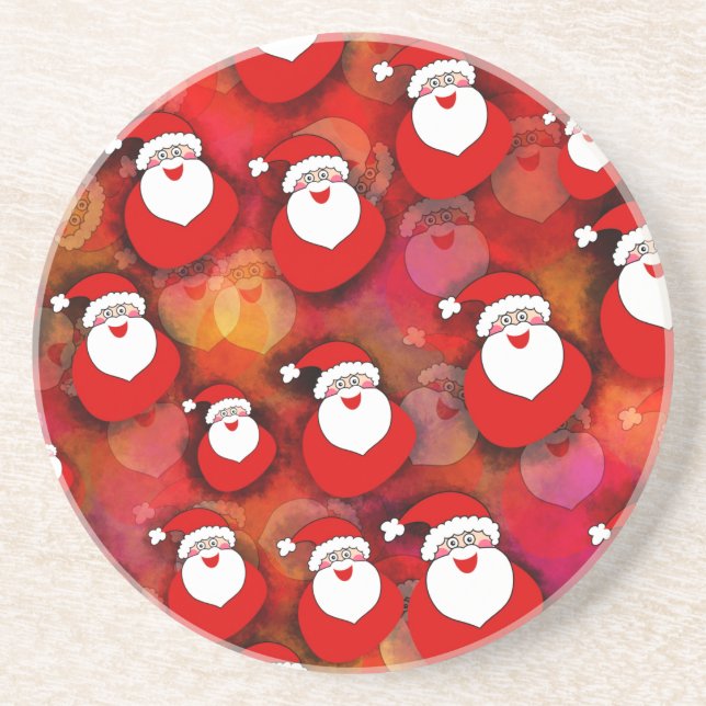 Happy Seamless Santa Claus Pattern Getränkeuntersetzer (Vorne)