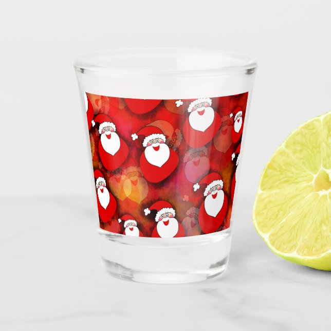 Happy Seamless Santa Claus Pattern Schnapsglas (Vorderseite)