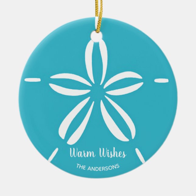 Happy Seashore | Tropical Beach Seashell Weihnacht Keramik Ornament (Vorne)
