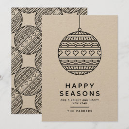 Happy Seasons Grußkarte mit trendigem Weihnachtsba Einladung