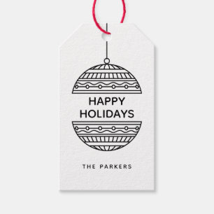 Happy Seasons Minimalistisches Muster Weihnachtsba Geschenkanhänger