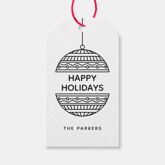 Happy Seasons Minimalistisches Muster Weihnachtsba Geschenkanhänger (Vorderseite)