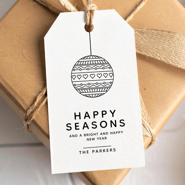 Happy Seasons Minimalistisches Muster Weihnachtsba Geschenkanhänger (Von Creator hochgeladen)