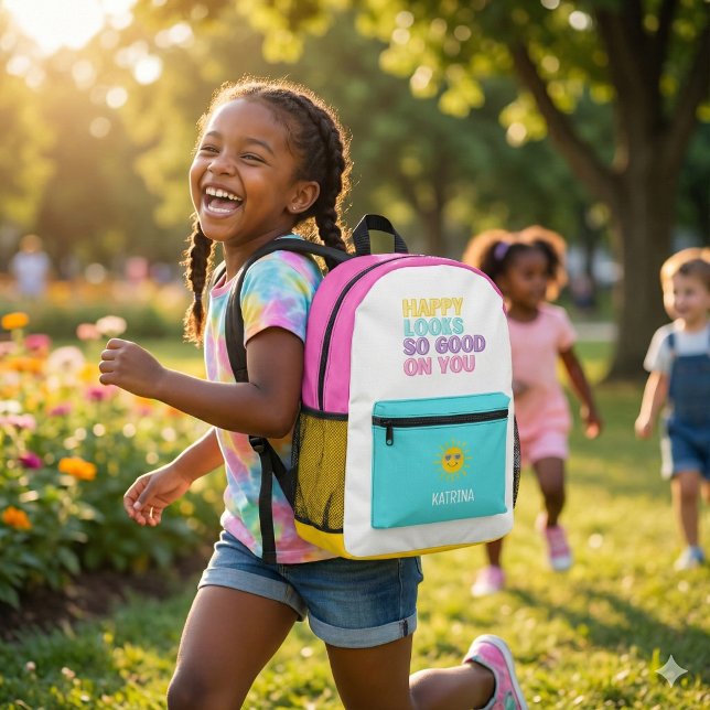 Happy Semble Si Bon Sur Votre Sac À Dos (Empower someone special with this, "Happy looks so good on you" personalized backpack! )