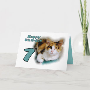 Happy Seurth day Calico Cat Card Karte