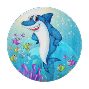 Happy Shark Cartoon-23685 Schneidebrett