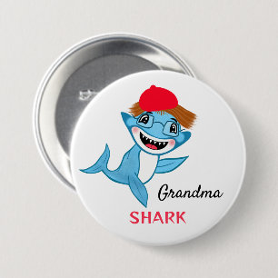 Happy Shark Familie Oma Shark Button