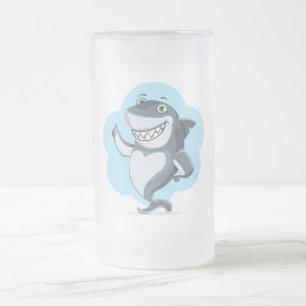 Happy shark mattglas bierglas