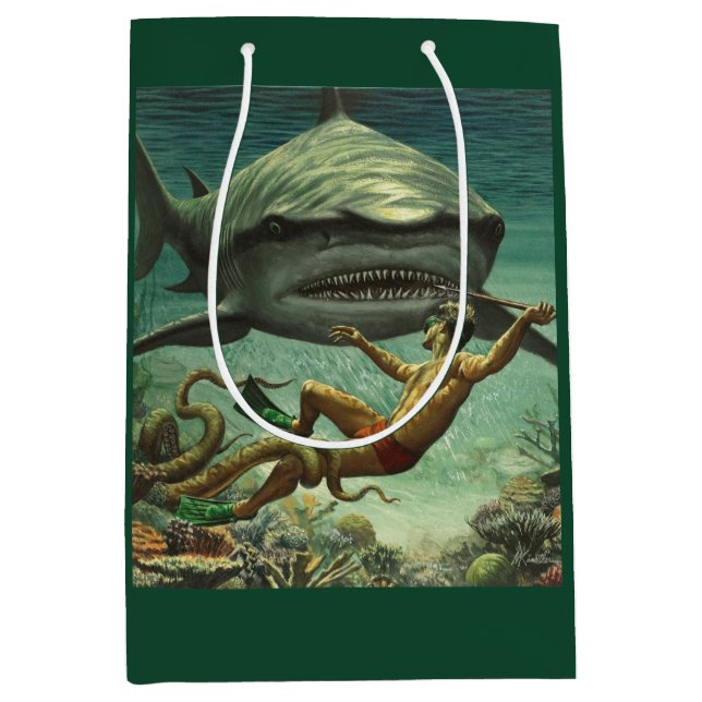 Happy Shark Week Mittlere Geschenktüte (Vorderseite)