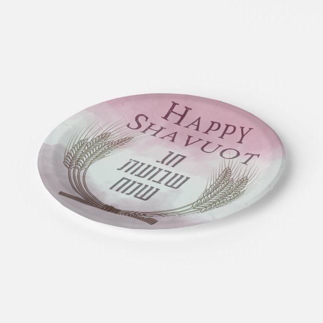 Happy Shavuot - Chag Shavuot Sameach Decor Pappteller (Schrägansicht)
