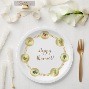 Happy SHAVUOT dekorative Ornament sieben Arten Di Pappteller