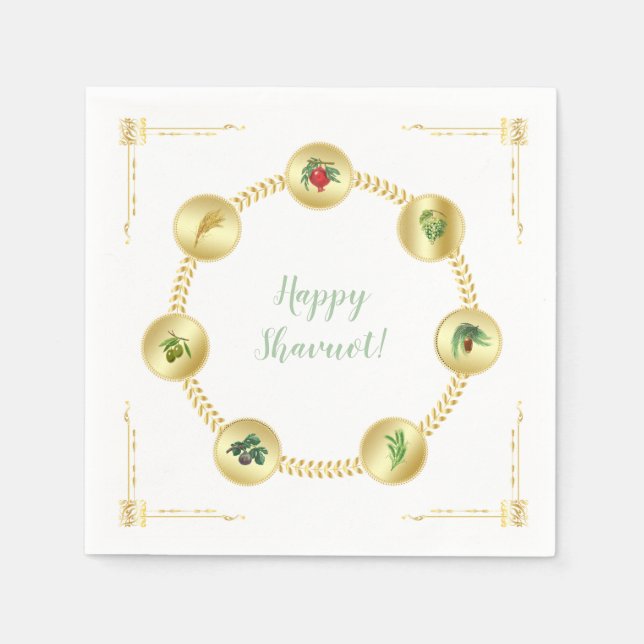 Happy SHAVUOT dekorative Ornament sieben Arten Serviette (Vorderseite)