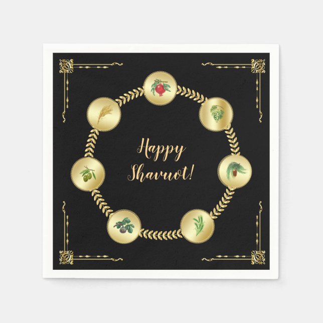 Happy SHAVUOT dekorative Ornament sieben Arten Serviette (Vorderseite)