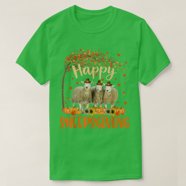 Happy Sheepsgiving Niedlichen Erntedank Schafhalte T-Shirt (Design vorne)