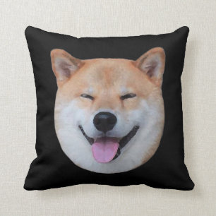 Happy shiba inu face   Lächelndes Hundegeschenk Kissen