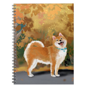 Happy Shiba Inu lächeln in Im schönen Herbst Notizblock