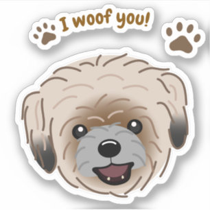 Happy Shih Tzu Dog Lover I Woof You Paws Aufkleber