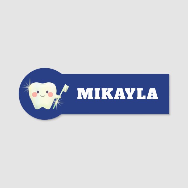 Happy Shiny Tooth    DentalName Tag Namensschild (Vorderseite)