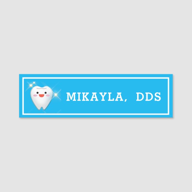 Happy Shiny Tooth    DentalName Tag Namensschild (Vorderseite)