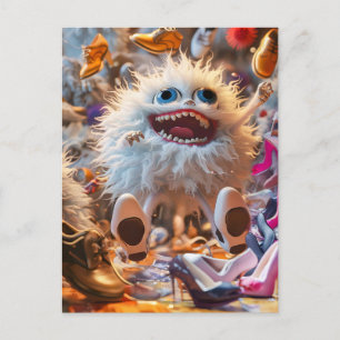 Happy Shoes Monster in happy world Postkarte