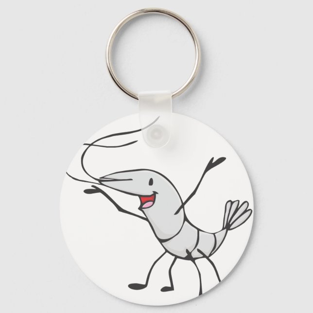 Happy Shrimp Cartoon Schlüsselanhänger (Vorderseite)