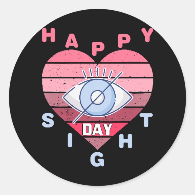 Happy Sight Day Runder Aufkleber (Vorderseite)