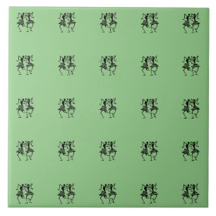 Happy Silhouette Dancers Green Fliese