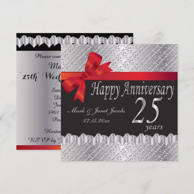 Happy Silver Anniversary | 25 Jahre Einladung (Vorne/Hinten)