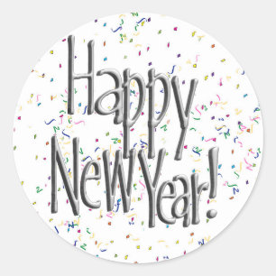 Happy Silver Text Runder Aufkleber