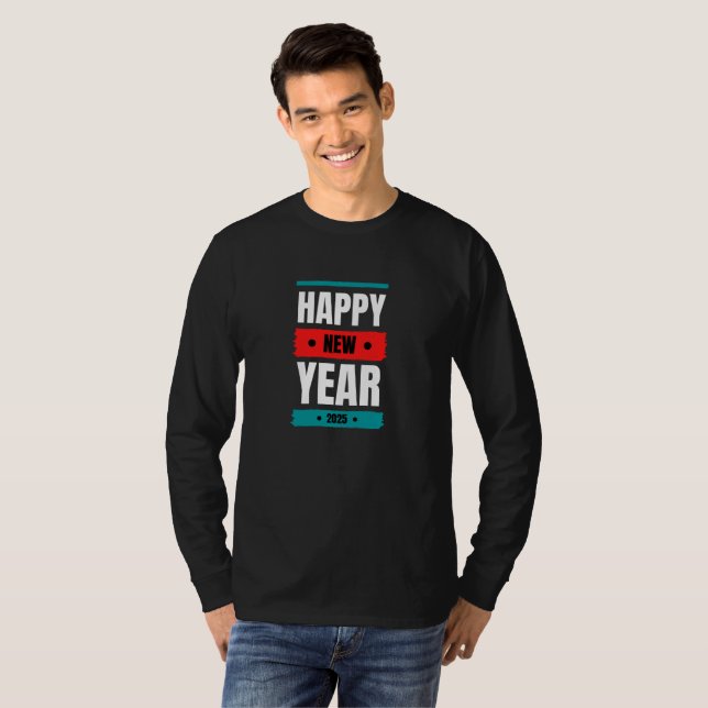 Happy Silvester 2025 Long Sleeves Men's T - Shirt (Vorne ganz)
