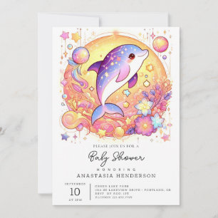 Happy Simple Dolphin Baby Shower Einladung