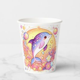 Happy Simple Dolphin Baby Shower Paper Pappbecher