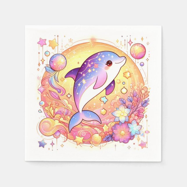 Happy Simple Dolphin Baby Shower Serviette (Vorderseite)