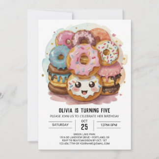 Happy Simple Donuts Geburtstag Einladung