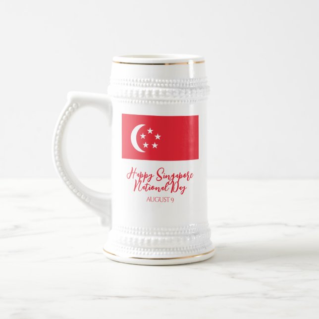 Happy Singapore National Day Singapore Flag Bierglas (Links)