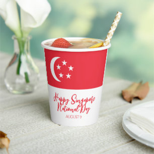 Happy Singapore National Day Singapore Flag Pappbecher