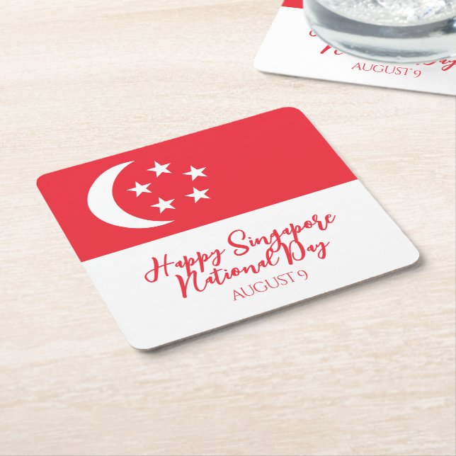 Happy Singapore National Day Singapore Flag Rechteckiger Pappuntersetzer (angewinkelt)