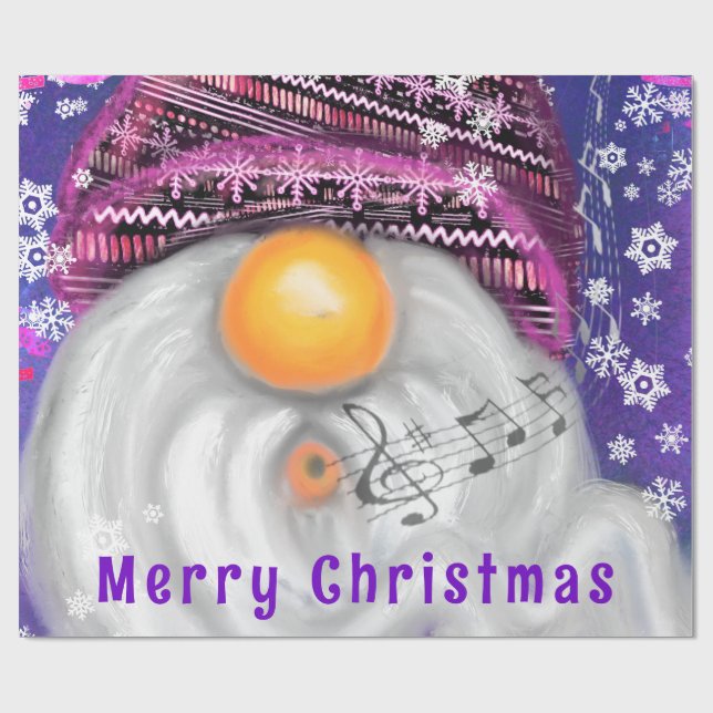 Happy Singing Gnome Weihnachtswrapping Paper Geschenkpapier (Flach)