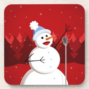 Happy Singing Snowman Christmas Getränkeuntersetzer