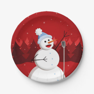 Happy Singing Snowman Weihnachten Pappteller