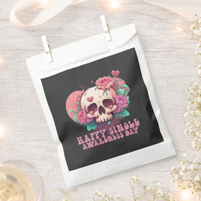 Happy Single Awareness Day Valentines Skull Geschenktütchen (Ausgeschnitten)