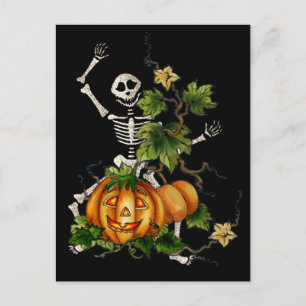 HAPPY SKELETON & JACK von SHARON SHARPE Postkarte