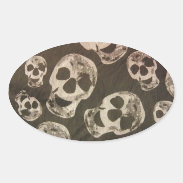 Happy Skulls Ovaler Aufkleber (Vorderseite)