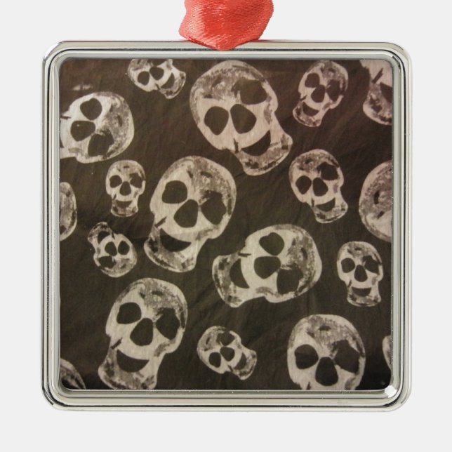 Happy Skulls Silbernes Ornament (Vorne)