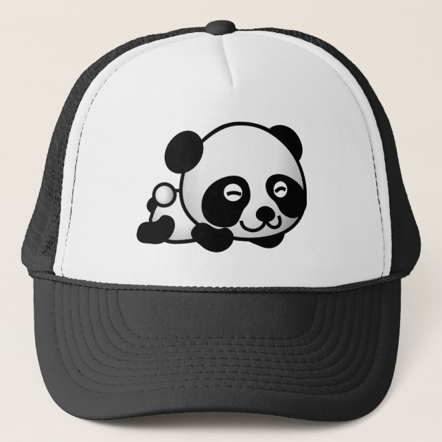 Happy Sleepy Panda Hat Truckerkappe (Vorderseite)