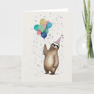 Happy Sloth Celebration Grußkarte Dankeskarte