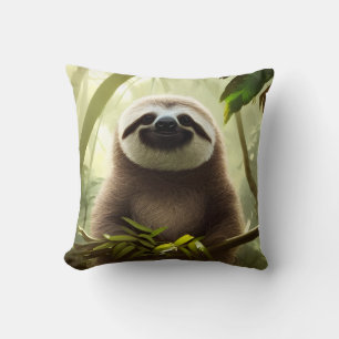 Happy Sloth Digital Art Kissen
