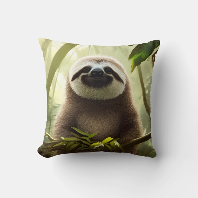 Happy Sloth Digital Art Kissen (Vorderseite)